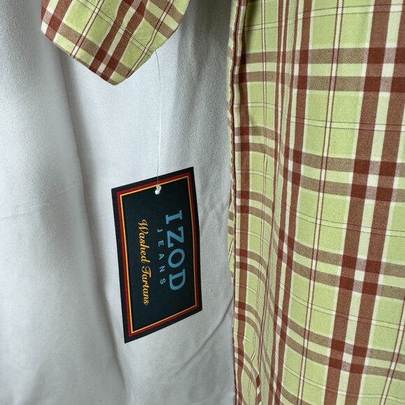 Izod Jeans Mens Plaid Short Sleeve Shirt Size Medium Cotton Made In India - Picture 3 of 7
